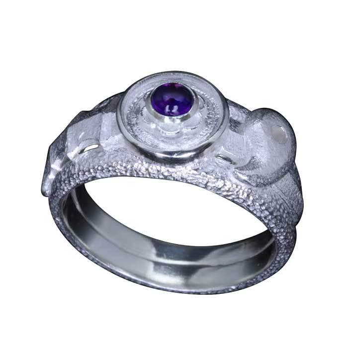 指輪 メンズ 龍頭 三種の神器 リング 白仕上げ シルバー ブランド 草薙