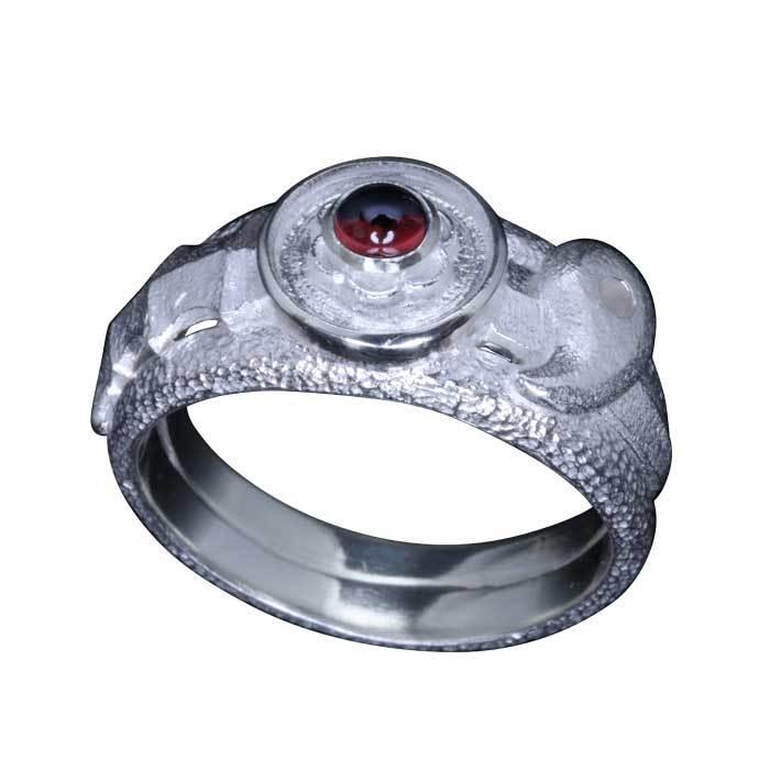 指輪 メンズ 龍頭 三種の神器 リング 白仕上げ シルバー ブランド 草薙