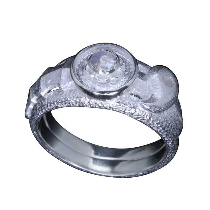 指輪 メンズ 龍頭 三種の神器 リング 白仕上げ シルバー ブランド 草薙