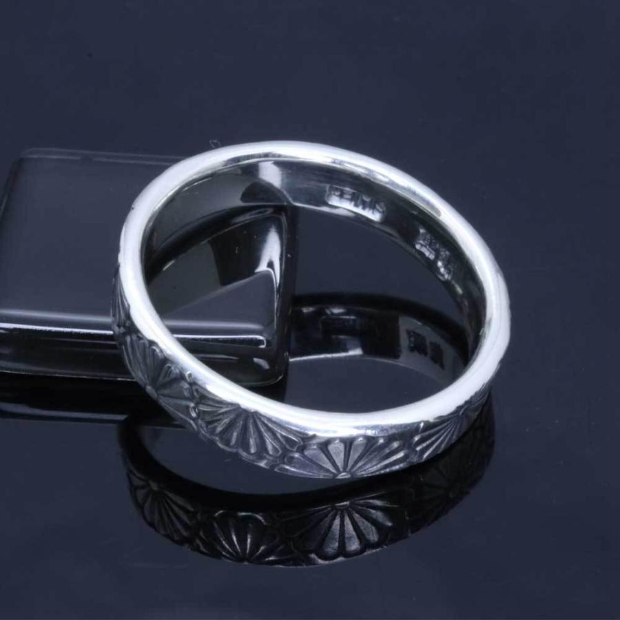 指輪 メンズ 龍頭 乱菊 菊紋 平打ち シルバーリング 5mm幅シンプル