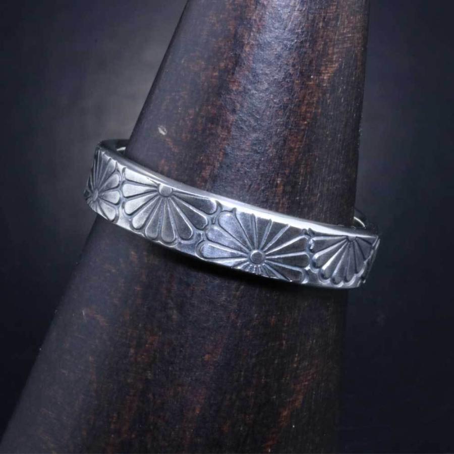指輪 メンズ 龍頭 乱菊 菊紋 平打ち シルバーリング 5mm幅シンプル