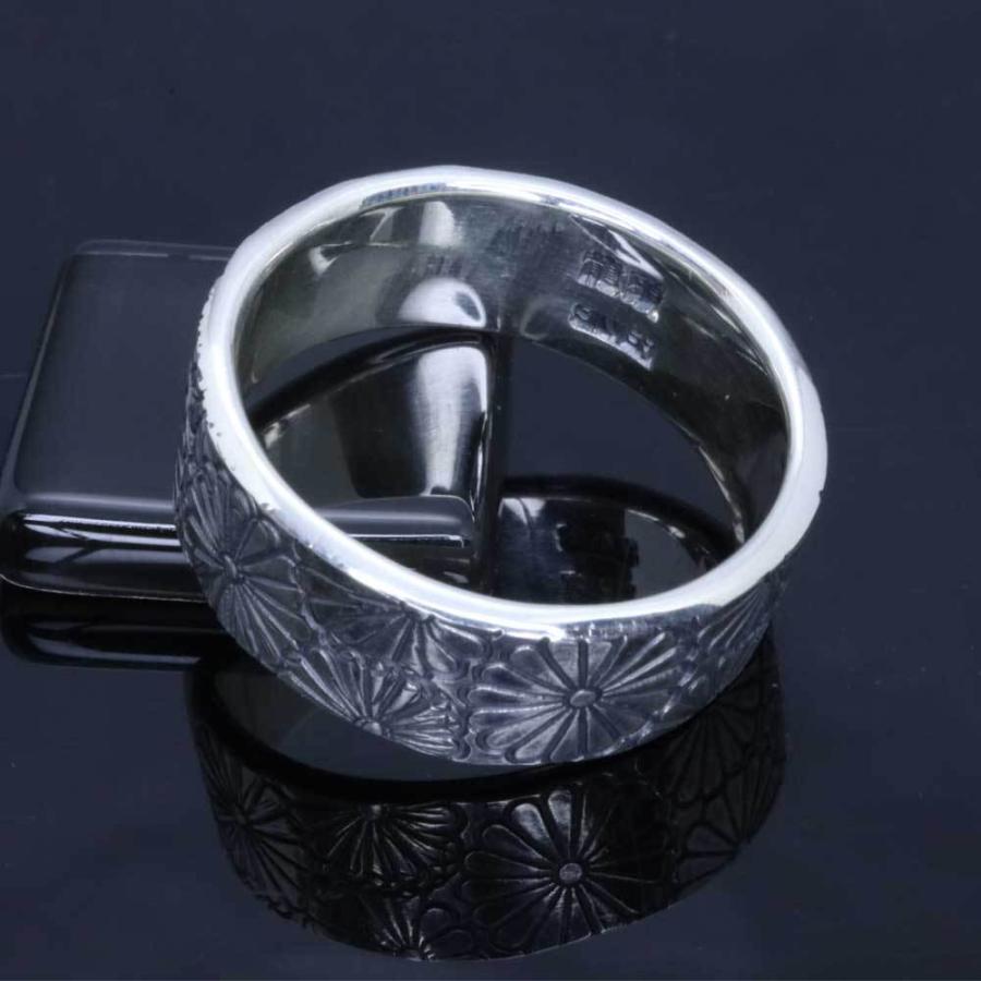 指輪 メンズ 龍頭 乱菊 菊紋 平打ち シルバーリング 8mm幅シンプル
