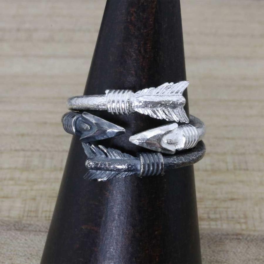 指輪 メンズ 龍頭 生矢 リング 2連 白/燻し仕上げ 重ね付け 矢 シルバー ブランド 和柄 矢尻 親指 人差指 中指 シルバーリング ピンキーリング 13号〜23号 |  | 04