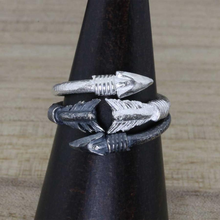 指輪 メンズ 龍頭 生矢 リング 2連 白/燻し仕上げ 重ね付け 矢 シルバー ブランド 和柄 矢尻 親指 人差指 中指 シルバーリング ピンキーリング 13号〜23号 |  | 05