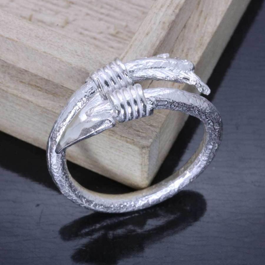 指輪 メンズ 龍頭 生 矢 リング 白仕上げ シルバー ブランド 和柄 矢尻