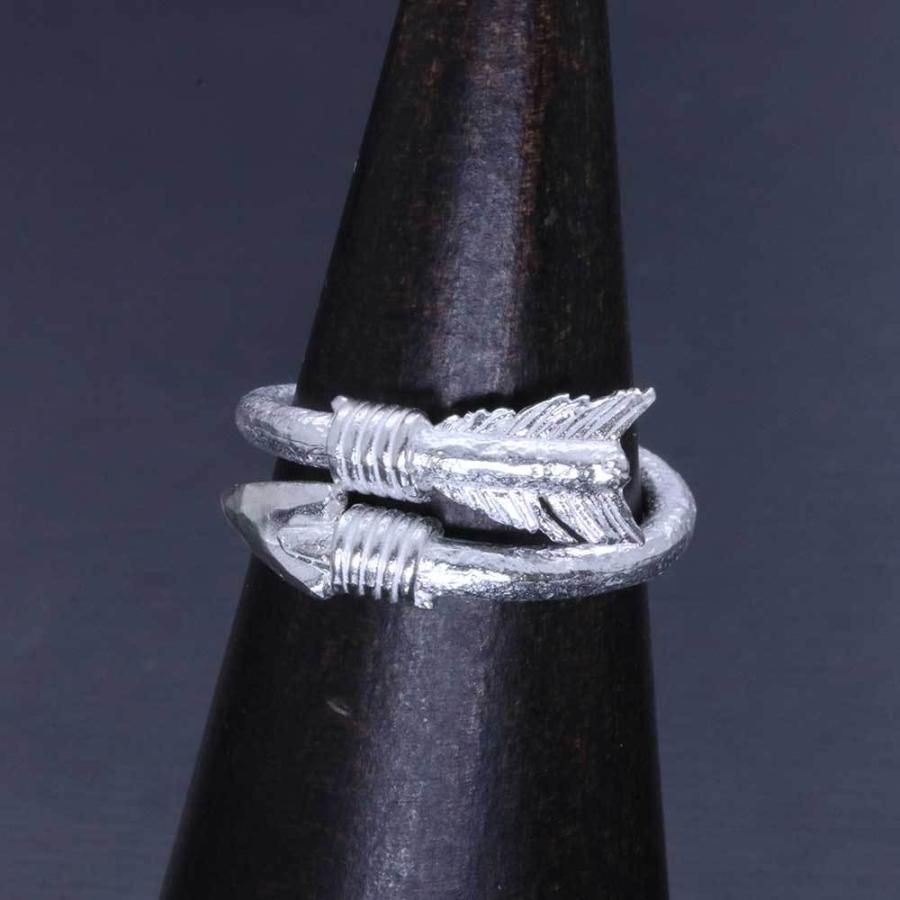 指輪 メンズ 龍頭 生 矢 リング 白仕上げ シルバー ブランド 和柄 矢尻