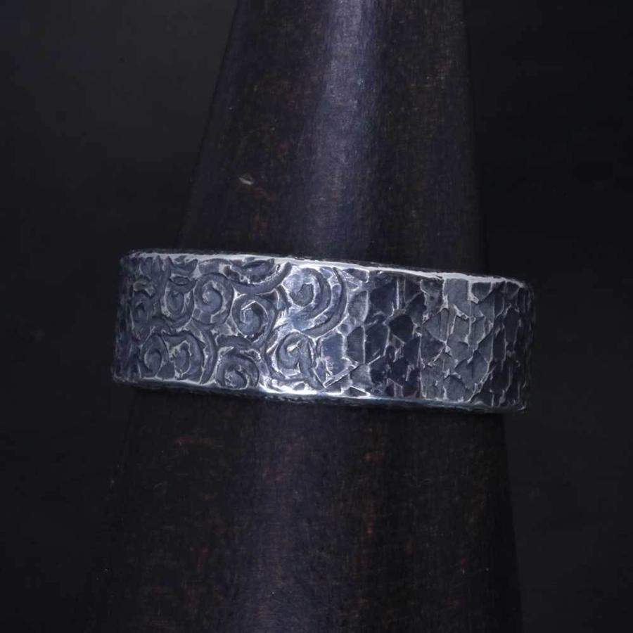 シンプル シルバーリング 指輪 メンズ シルバーリング シンプル 龍頭 鎚目 槌目 リング 8mm幅