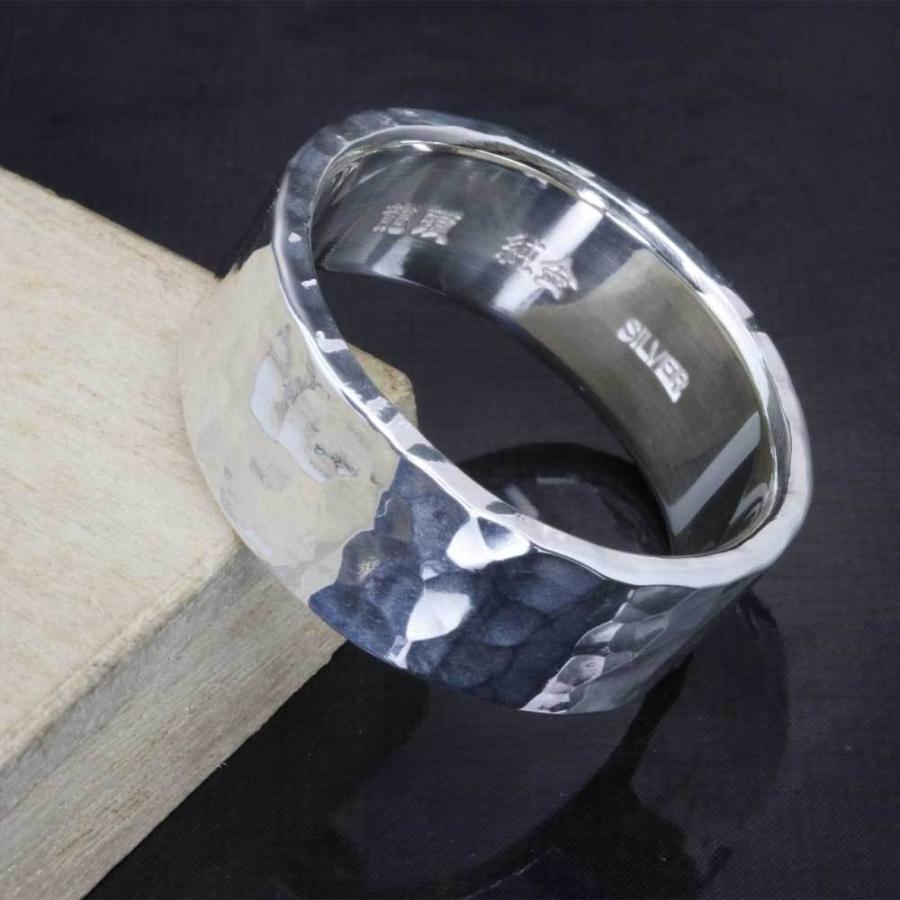 限定品 シルバー シルバーリング ゴールド メンズ 指輪 純金 10 27号 ブランド シンプル 8mm幅 リング 槌目 鎚目 丸 K24 指輪 Size 18号