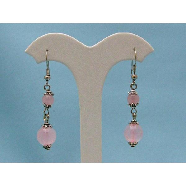 メール便OK】 ローズクオーツピアス 紅水晶 天然石アクセサリー 耳飾り