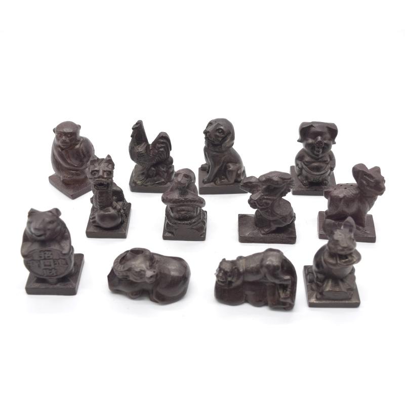 干支 十二支 木彫り 木製置物 檀木 12個セット : 横浜中華街龍 - 通販