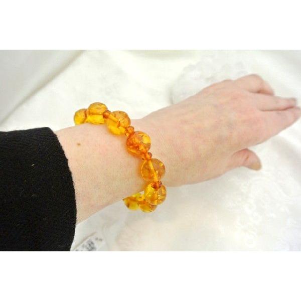 琥珀 コハク アンバー ブレスレット 天然石アクセサリー 丸玉 7mm〜14mmの画像