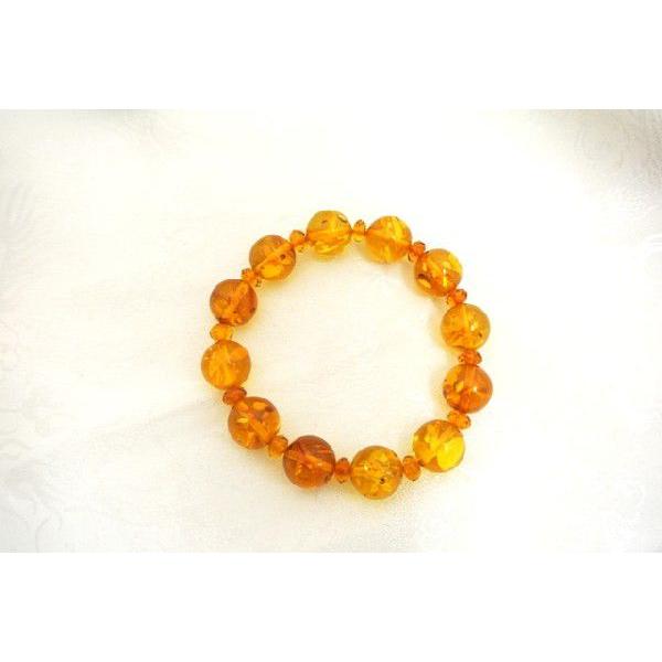 天然アンバーブレスレット 琥珀 コハク アンバー ブレスレット 天然石アクセサリー 丸玉 13mm