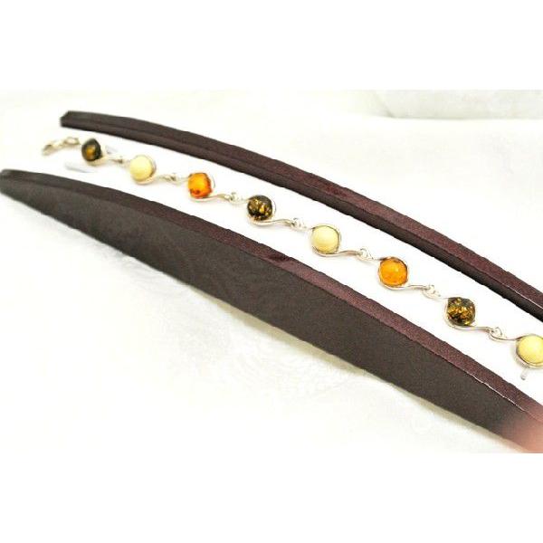 琥珀 コハク アンバー マルチカラー ブレスレット シルバーデザイン 天然石アクセサリー 8mm×22mm 魔除け 金運