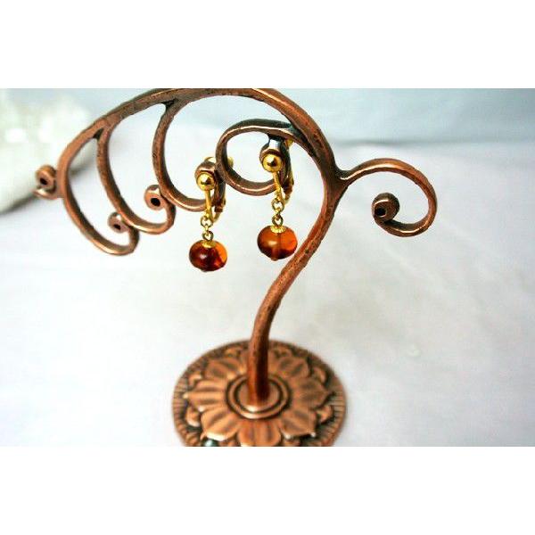 琥珀 コハク アンバー イヤリング 耳飾り 楕円型 6mm |  | 01