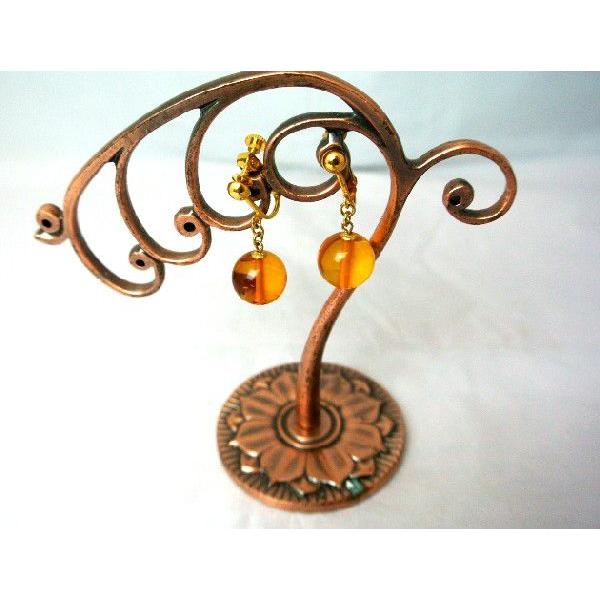 琥珀 コハク アンバー イヤリング 耳飾り 丸型 12mm |  | 01