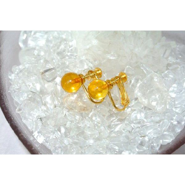 琥珀 コハク アンバー イヤリング 耳飾り シンプル 丸型 8mm |  | 01