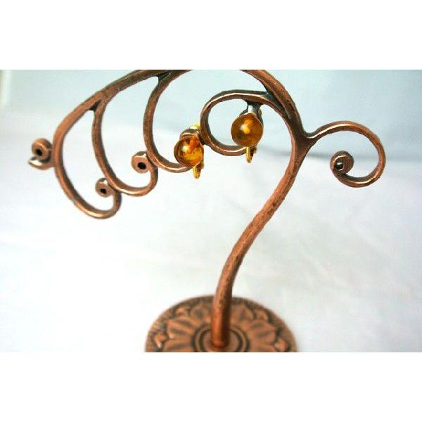 琥珀 コハク アンバー イヤリング 耳飾り シンプル 丸型 8mm |  | 02