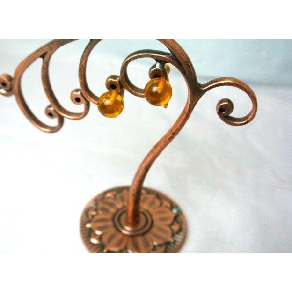 琥珀 コハク アンバー イヤリング 耳飾り 丸型 10mm |  | 01