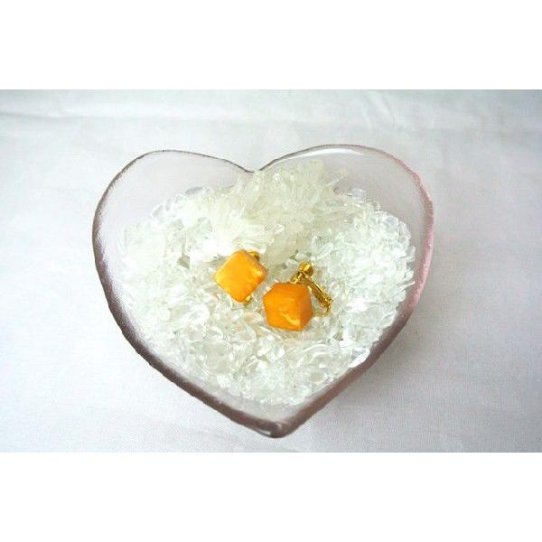 琥珀 コハク アンバー イヤリング 耳飾り 不透明 スクエア型 10mm | 