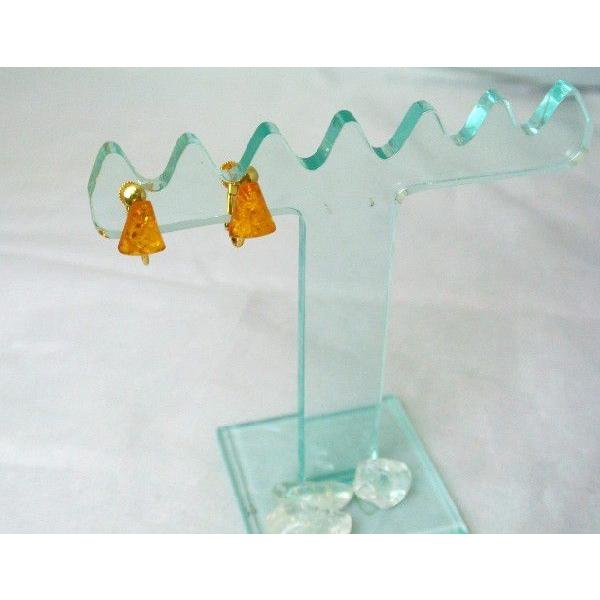 琥珀 コハク アンバー イヤリング 耳飾り 台形 11mm |  | 01