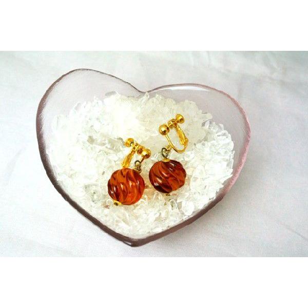 琥珀 コハク アンバー イヤリング 耳飾り シェル型 15mm | 