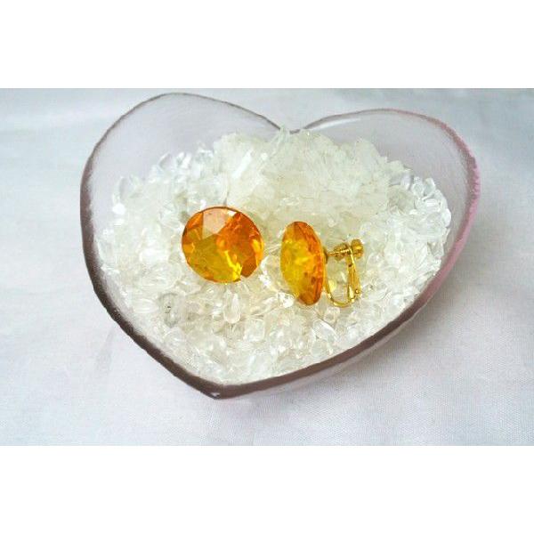 琥珀 コハク アンバー イヤリング 耳飾り カット加工 20mm |  | 01