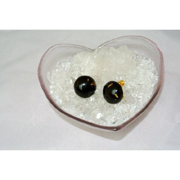 グリーンアンバー 琥珀 コハク イヤリング 耳飾り 丸型 18mm | 