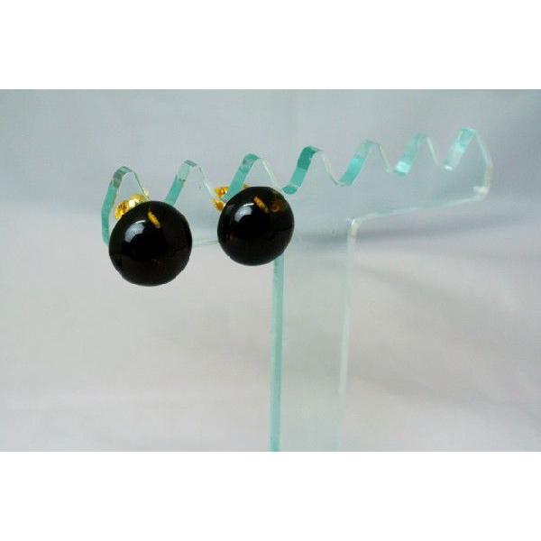 グリーンアンバー 琥珀 コハク イヤリング 耳飾り 丸型 18mm : 横浜