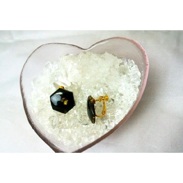 グリーンアンバー 琥珀 コハク イヤリング 耳飾り 六角形 20mm | 