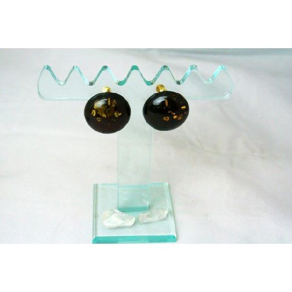 グリーンアンバー 琥珀 コハク イヤリング 耳飾り 丸型 24mm |  | 01