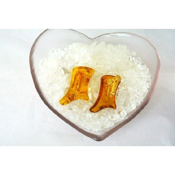 琥珀 コハク アンバー イヤリング 耳飾り 30mm | 