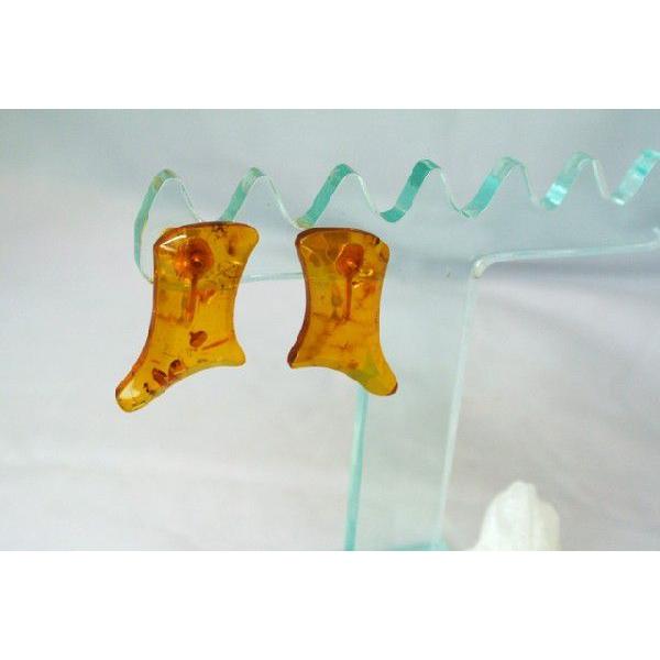 琥珀 コハク アンバー イヤリング 耳飾り 30mm |  | 01