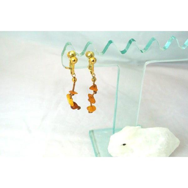 琥珀 コハク アンバー イヤリング 耳飾り さざれ型 |  | 01