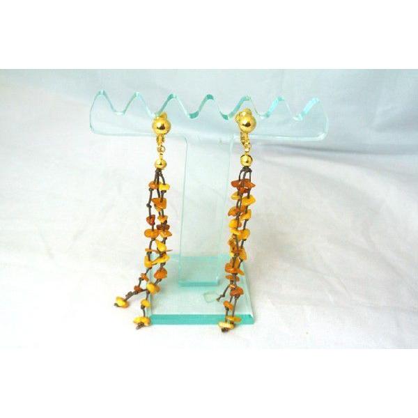 琥珀 コハク アンバー イヤリング 耳飾り さざれ型 |  | 01