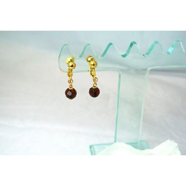 琥珀 コハク アンバー イヤリング 耳飾り カット加工 7mm |  | 01