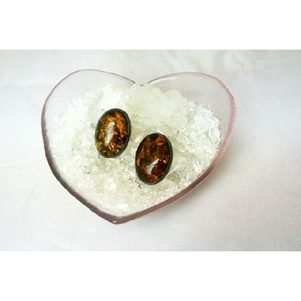 琥珀 コハク アンバー ピアス 耳飾り 楕円型 アクセサリー | 
