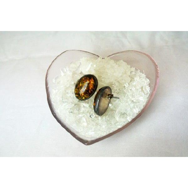 琥珀 コハク アンバー ピアス 耳飾り 楕円型 アクセサリー |  | 01