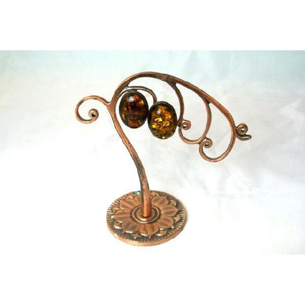 琥珀 コハク アンバー ピアス 耳飾り 楕円型 アクセサリー |  | 02