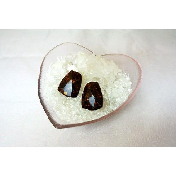 琥珀 コハク アンバー ピアス 耳飾り 台形型 アクセサリー | 