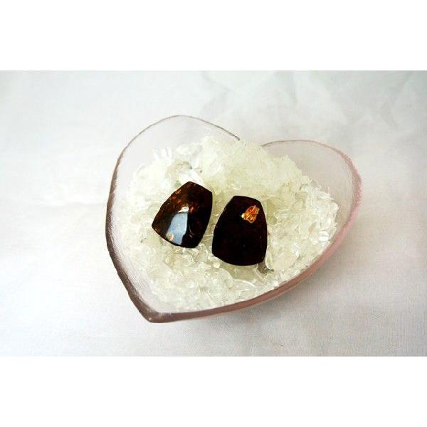 琥珀 コハク アンバー ピアス 耳飾り 台形型 アクセサリー |  | 01