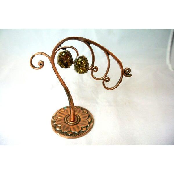 琥珀 コハク アンバー ピアス 耳飾り 卵型 アクセサリー |  | 02