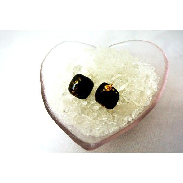 琥珀 コハク グリーンアンバー ピアス 耳飾り 四角型 アクセサリー |  | 01