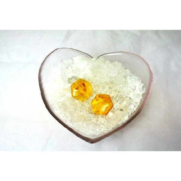 琥珀 コハク アンバー ピアス 耳飾り 六角形型 アクセサリー | 