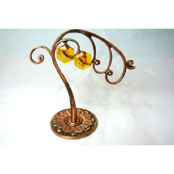 琥珀 コハク アンバー ピアス 耳飾り 六角形型 アクセサリー |  | 02