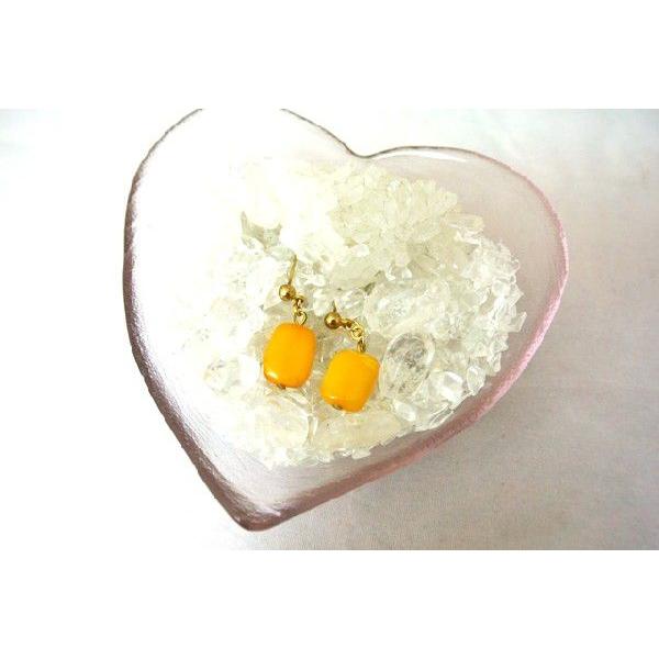 琥珀 コハク アンバー ピアス 耳飾り 四角型 アクセサリー | 