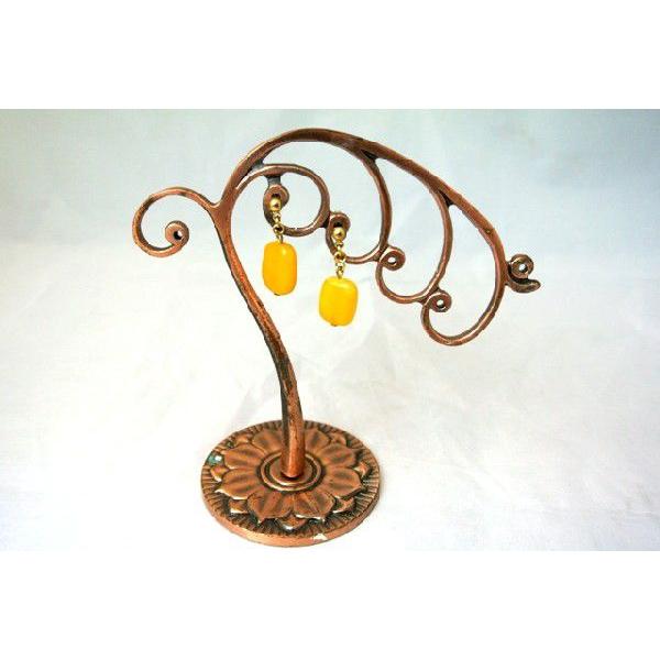 琥珀 コハク アンバー ピアス 耳飾り 四角型 アクセサリー |  | 01