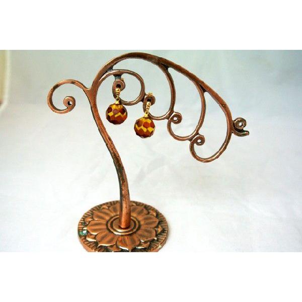 琥珀 コハク アンバー ピアス 耳飾り 丸型 アクセサリー カット加工 |  | 01