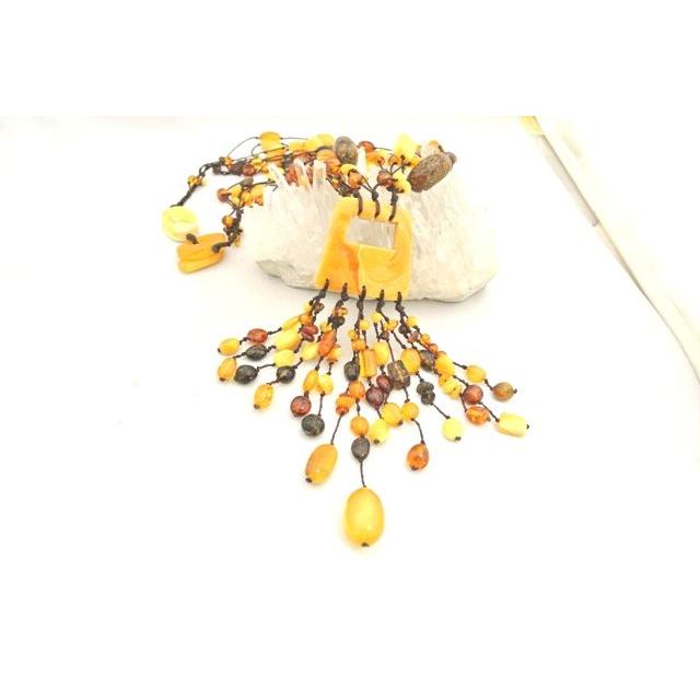 琥珀 コハク アンバー ネックレス 差し込み式 魔除け 金運