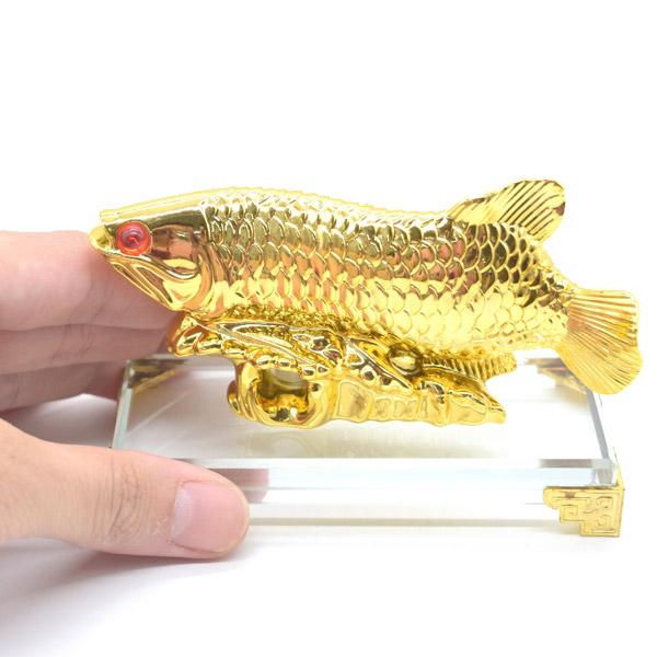 24k金色 魚と龍の印籠 台座付き