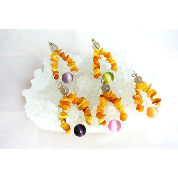 【メール便OK】 琥珀 アンバー 天然石ストラップ キャッツアイ カラーを選べる | 